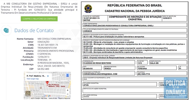 Documentos mostram que as empresas MB Consultoria e Corisco funciona no mesmo prédio e andar onde estão localizados os escritórios da OCTO e FGV (imagem: reprodução)