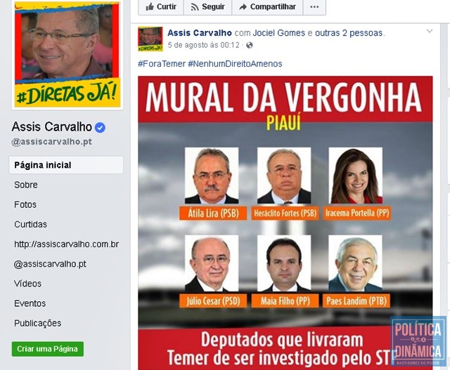 Deputado fez questão de expor negativamente os aliados (Foto: Reprodução/Facebook)