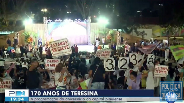 Manifestantes aproveitam ao vivo de TV para protestar contra Prefeitura e provocam ira no vice-prefeito Robert Rios (foto: reprodução)