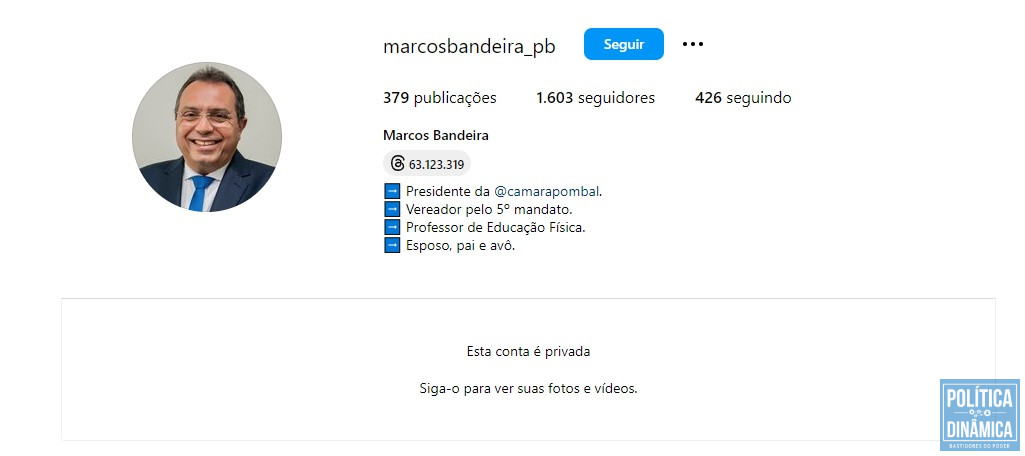 Marcos Bandeira diz ser professor de Educação Física (foto: Reprodução | Instagram)