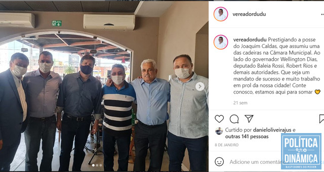 O vereador Dudu esqueceu de citar na legenda, mas esse cidadão ao lado de Robert Rios é o famoso Marciano Arrais, administrador do Xico Prime, em foto com o governador Wellington Dias (imagem: reprodução Instagram)