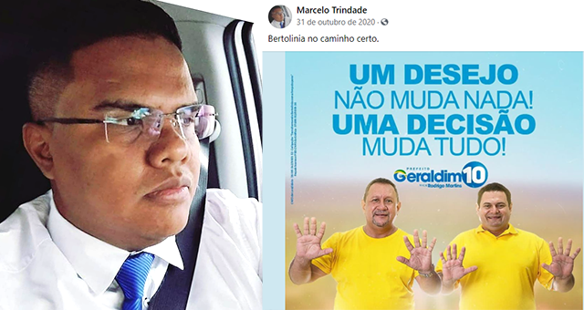 Enquanto fazia campanha -- era advogado eleitoral da chapa --, Marcelo também recebia auxílio emergencial (imagem: redes sociais)