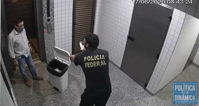 O conselheiro Waldir Teis, do TCE-MT, desceu 16 andares de seu prédio pelas escadas para esconder da PF cheques que somavam quase meio milhão de reais (foto: reprodução)