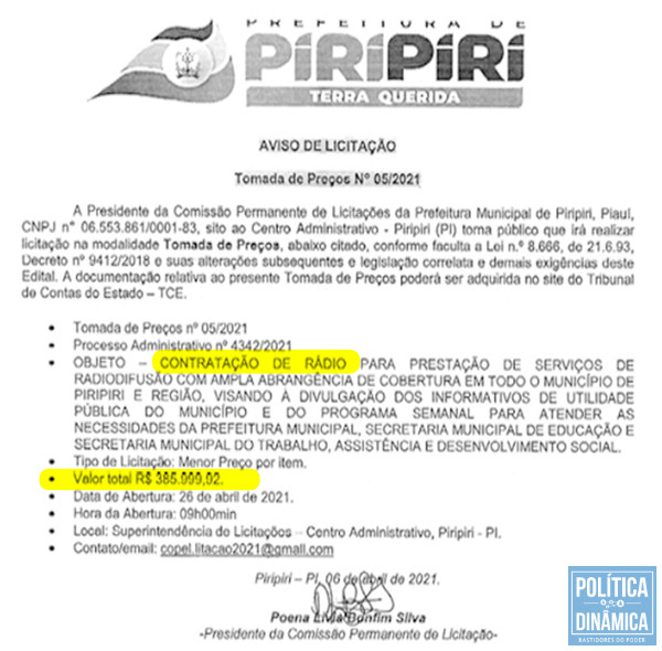 A contratação da rádio será direcionada a aliados de Jovê? É bom o promotor investigar (imagem: reprodução)