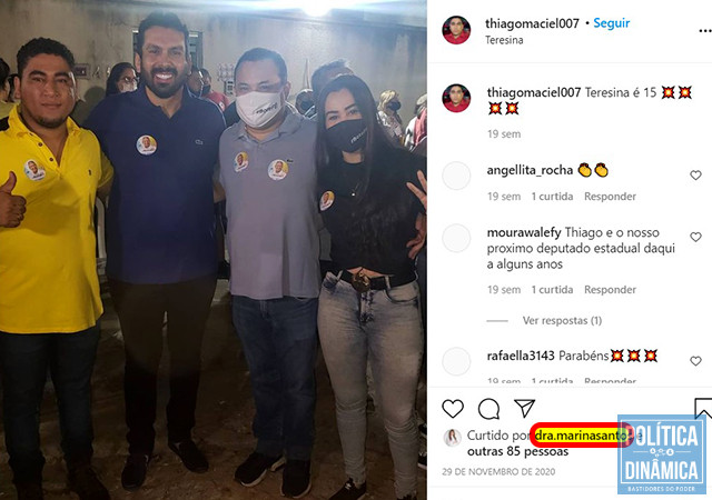 Thiago Maciel, Marcos Vinícius, Evaldo Gomes e Fernanda Gomes: todos fazendo campanha também para Doutor Pessoa; a deputada Marina Santos curtiu a postagem (foto: Instagram)