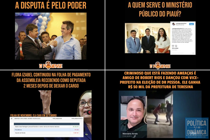 Hoje com mais de 80 mil seguidores, @opiauiense tem análises políticas, enquetes, denúncias e revelações sobre bastidores da política no Piauí (imagens: reprodução)