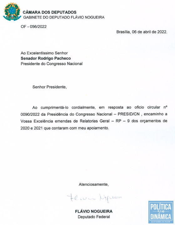 O próprio deputado admitiu por ofício ter participado das indicações do que é chamado de "orçamento secreto" (imagem: reprodução)