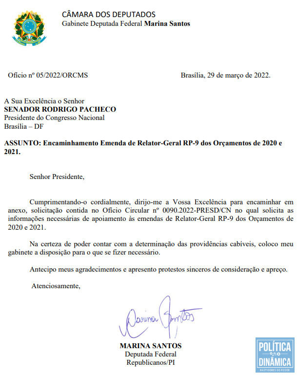 Marina Santos admitiu participar da farra do orçamento secreto na Câmara Federal (imagem: reprodução)