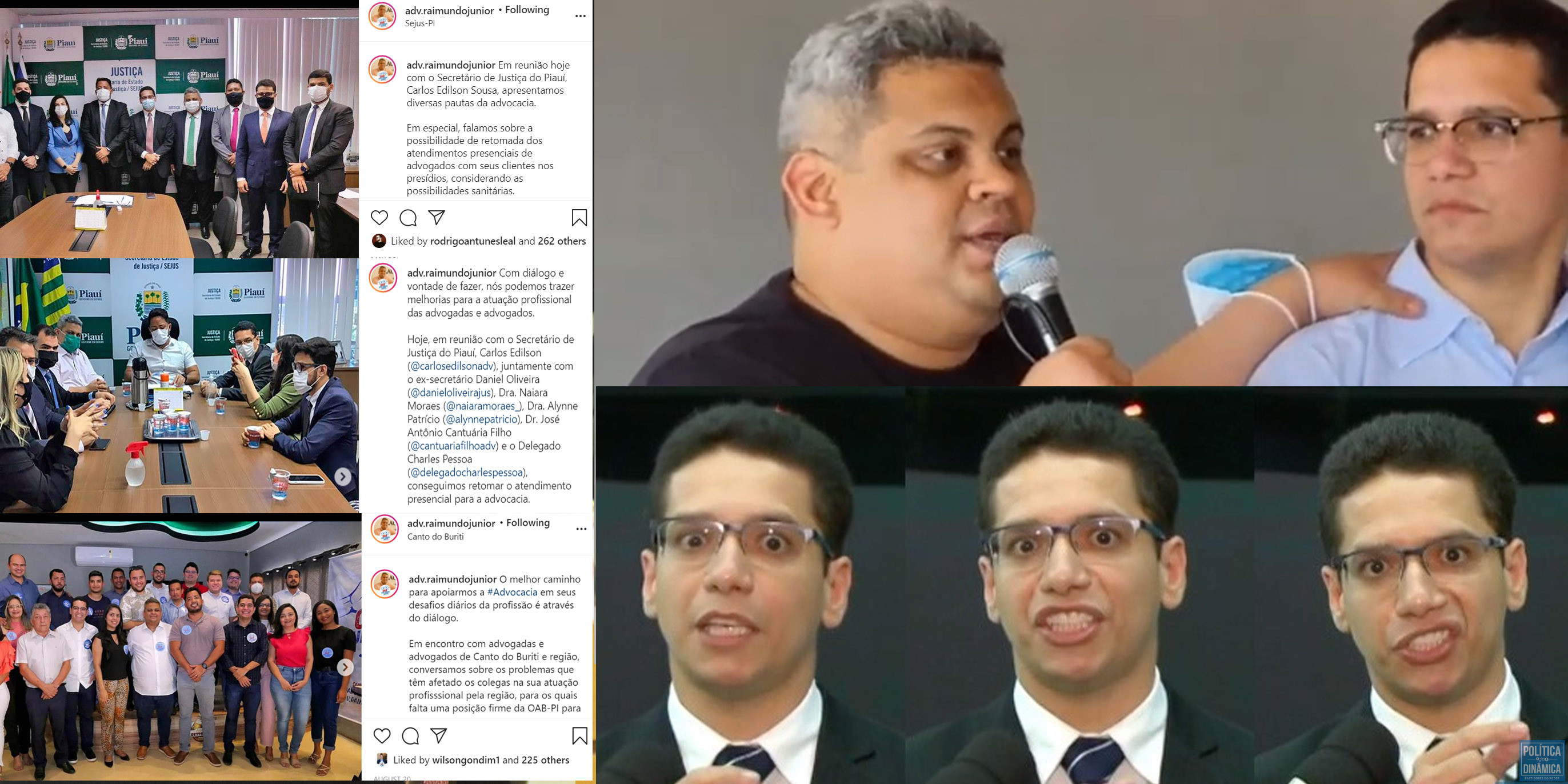 Não é de hoje que o problema da SEJUS é exatamente quem comanda a SEJUS. O mesmo pessoal que passeia com Raimundo Junior pedindo votos para eleição da OAB e TJPI. E diz que vai fiscalizar, que vai melhorar? Tá de brincadeira, né? (fotos: Instagram | PD) 