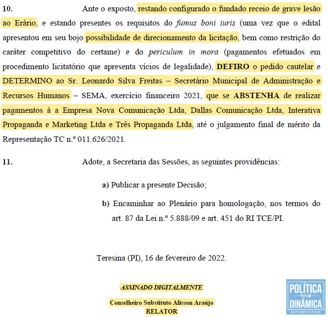 Nada inventado, tudo verdade: TCE suspeita de corrupção em licitação de publicidade da PMT (imagem: reprodução)