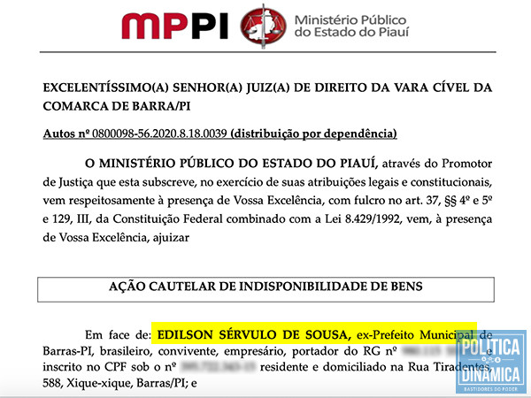 O MPPI quer garantir a devolução de pelo menos parte do dinheiro que sumiu dos cofres de Barras (imagem: reprodução)