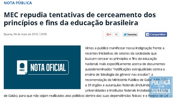 Nota do MEC é contra ação de Câmaras Municipais pelo Brasil. (Foto: Reprodução / MEC)