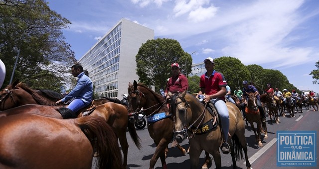 Vaqueiros protestam contra a proibição da vaquejada na Esplanada dos Ministérios, em outubro (Foto: Marcelo Camargo/Agência Brasil)