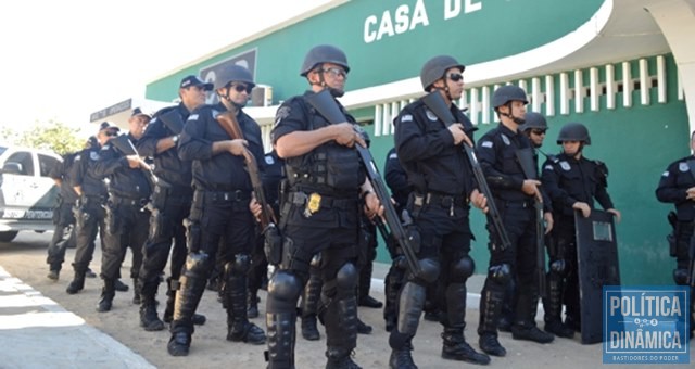 Tropa de Choque reforça segurança na Casa de Custódia (Foto: Divulgação/Sejus)
