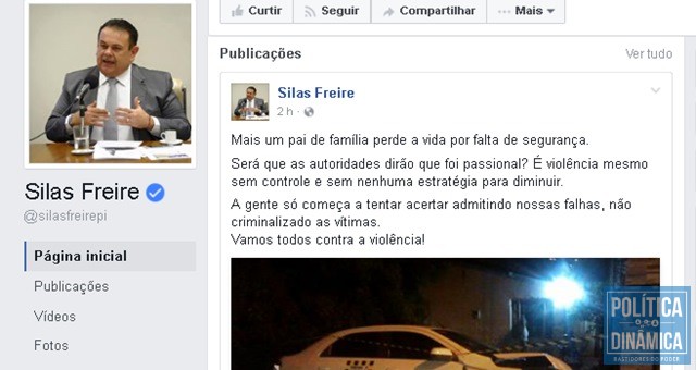Postagem de Silas Freire alfineta secretário Fábio Abreu (Foto: Reprodução/Facabook)