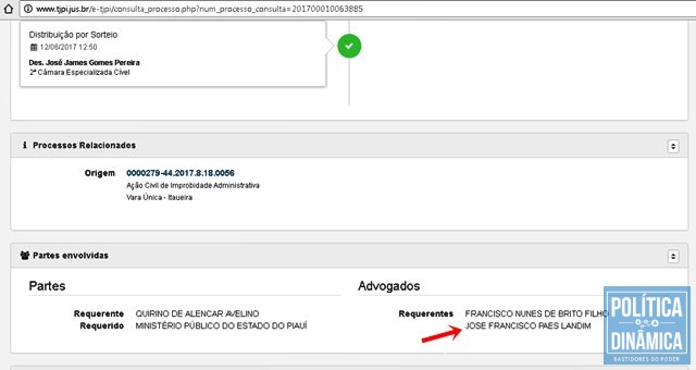 Paes Landim aparece como advogado de Quirino (Foto: Jailson Soares/PoliticaDinamica)
