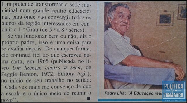 "A educação reúne o povo", disse Pe. Lira à revista Nova Escola em 1989 (Foto: Reprodução)