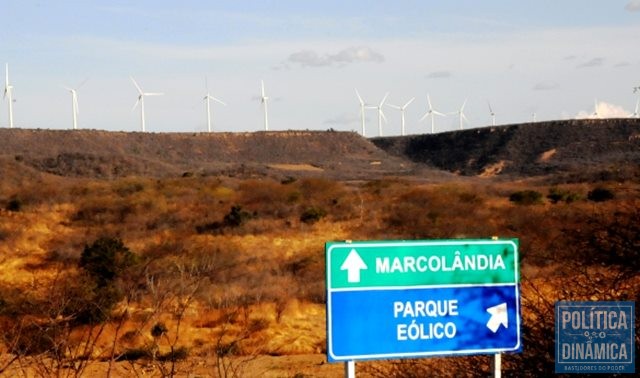 Parque de energia eólica em Marcolândia, no sertão do PI (Foto: Divulgação/Governo)