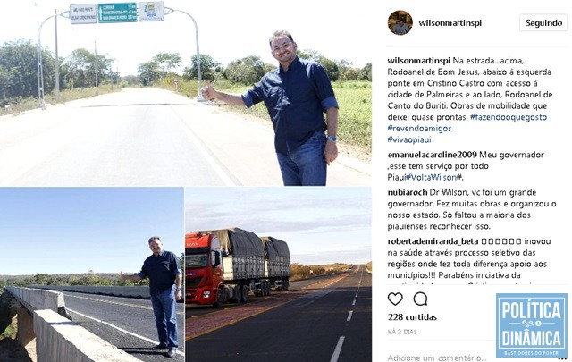 Wilson parou para fazer fotos em "suas" obras no interior (Foto: Reprodução/Instagram)