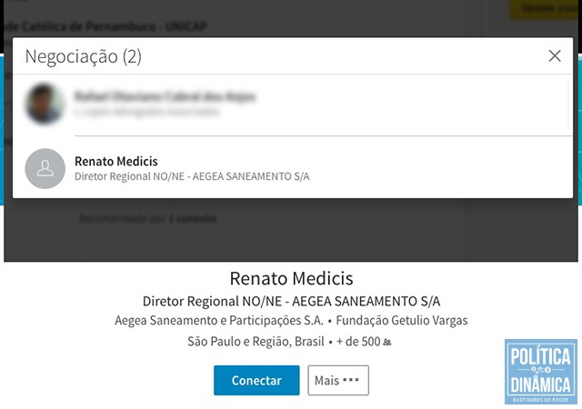 No LinkedIn, onde é comum haver contatos comerciais, diretor da AEGEA avalia Olavo Bezerra como bom negociante (imagem: reprodução)
