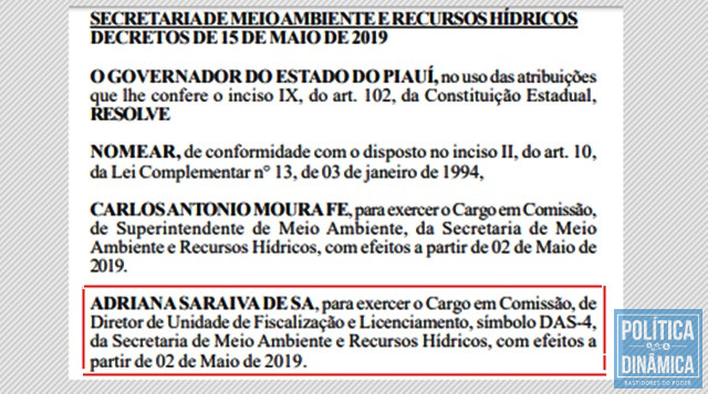 Adriana foi nomeada pelo governado em maio (Foto: Reprodução/Diário Oficial do Estado)