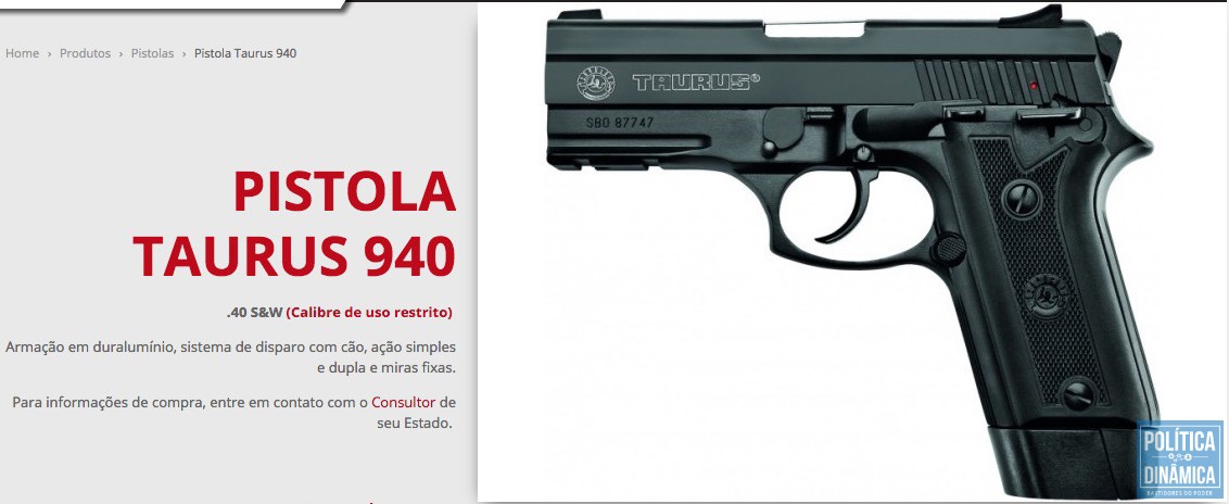 A arma apreendida pela Polícia Federal é deste mesmo modelo e semelhante à da imagem acima, com o brasão da SSP-PI (imagem: reprodução)