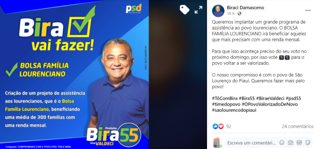 Bolsa Família Municipal é compromisso de candidato no Piauí (Foto: Reprodução/Facebook)