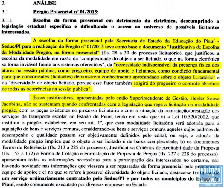 Trecho do relatório da CGU no inquérito da Polícia Federal (imagem Marcos Melo | PoliticaDinamica.com)