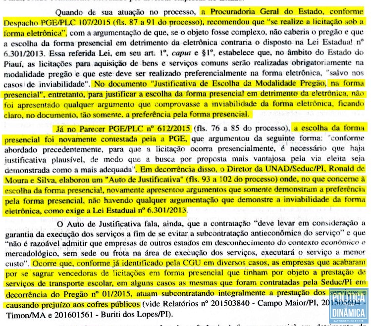 Trecho do relatório da CGU no inquérito da Polícia Federal (imagem Marcos Melo | PoliticaDinamica.com)