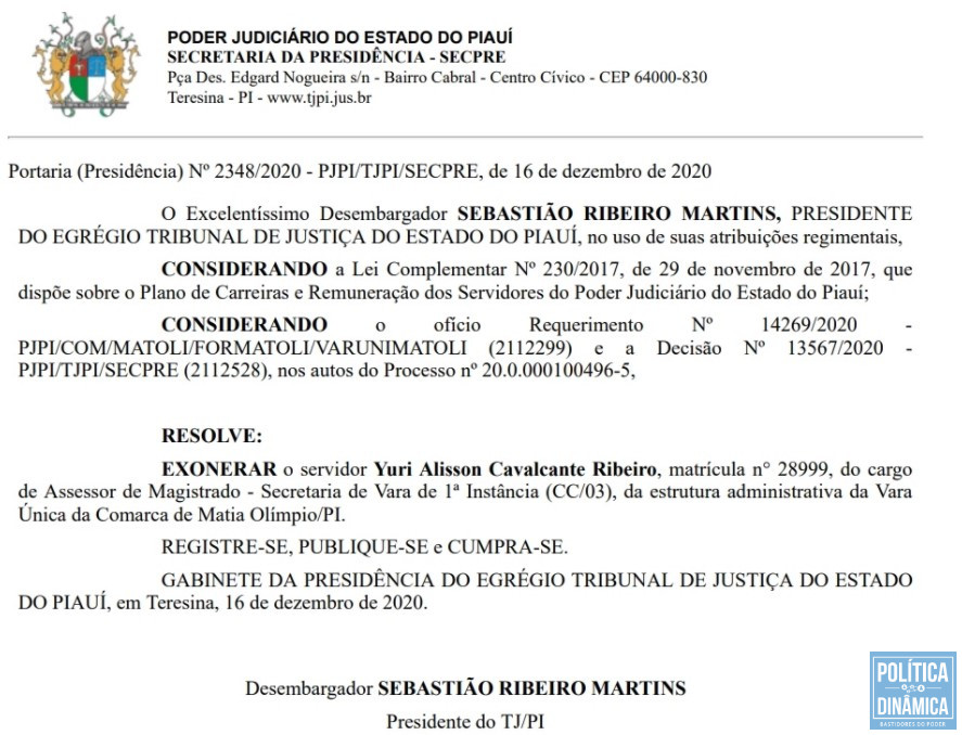 Exoneração do servidor acusado de repassar informações sigilosas de maneira ilegal para advogados (imagem: reprodução)