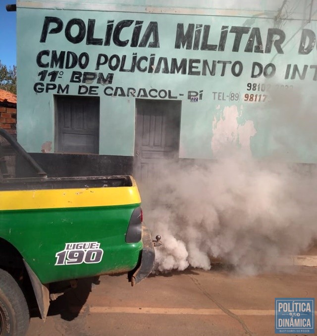 GPM e viatura de Caracol em situação precária (Foto: PoliticaDinamica.com)