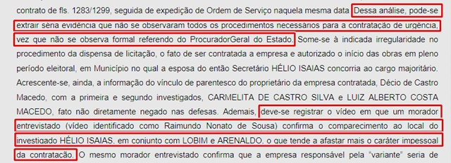 Na decisão, juiz chama atenção para presença de Hélio no local (Foto: Reprodução/Decisão13ªZona)