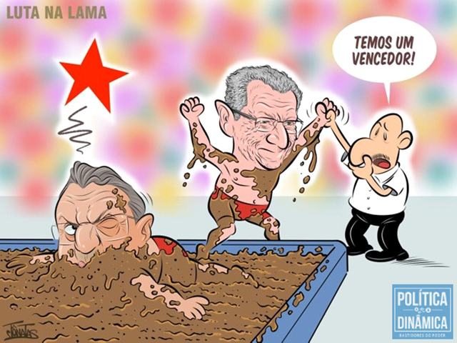 Charge sobre a disputa interna pelo comando do PT (Jônatas/PoliticaDinamica.com)