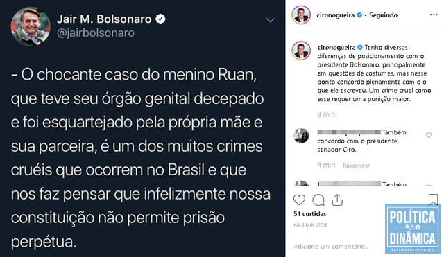 Postagem compartilhada pelo senador Ciro Nogueira (Foto: Reprodução/Instagram)