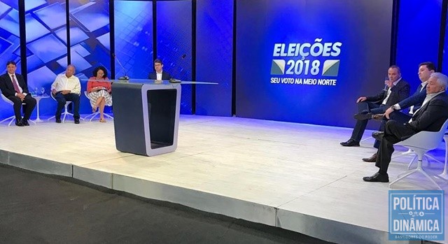 Candidatos no debate eleitoral na televisão (Foto: Reprodução/TV Meio Norte)