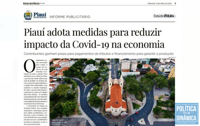 Governo comprou página inteira na Folha (Foto: Reprodução/Folha de S. Paulo)