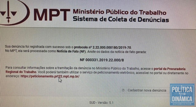 Denúncias de trabalhadores foram feitas ao MPT (Foto: Reprodução/Site MPT)