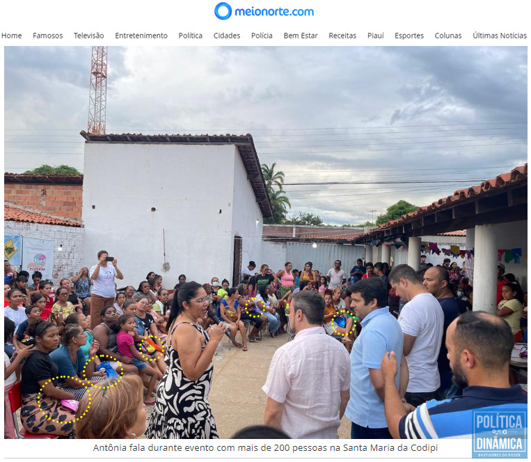 Foto publicada no portal Meio Norte também é comprometedora e mostra pessoas com sacolas do Projeto Viver ilustrando matéria de apoio à campanha de Fábio Novo (imagem: Meio Norte)