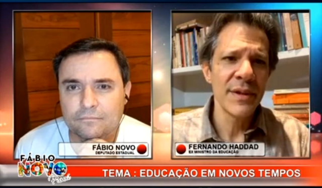 Haddad em live com o deputado Fábio Novo (Foto: Reprodução/Instagram)