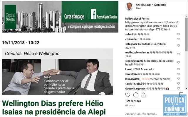 Print foi postado pela página de Hélio no Instagram (Foto: Reprodução/Instagram)