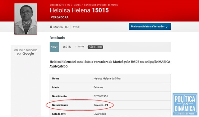 Candidata natural de Teresina teve desempenho pífio (Foto: Reprodução/Site Toda Politica)