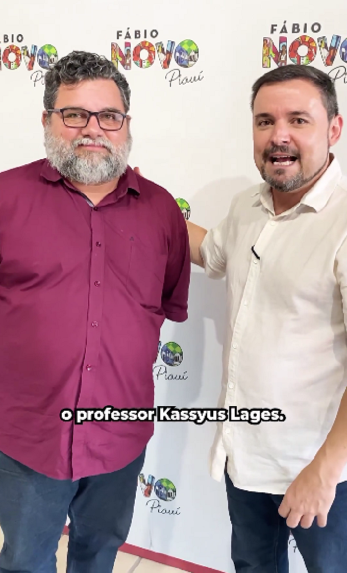 Vice-presidente do SINTE-PI, Kassyus Lages (à esquerda), e o deputado Fábio Novo (foto: Reprodução | Instagram)