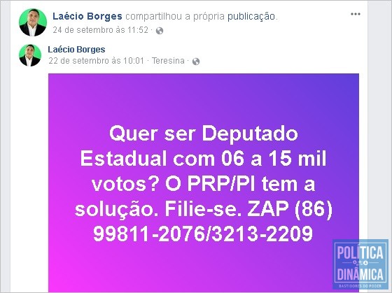 Partido quer eleger deputado a partir de 6 mil votos (Foto: Reprodução/Facebook)