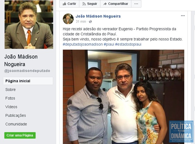 Vereador do Progressistas vai votar em João Mádison (Foto: Reprodução/Facebook)
