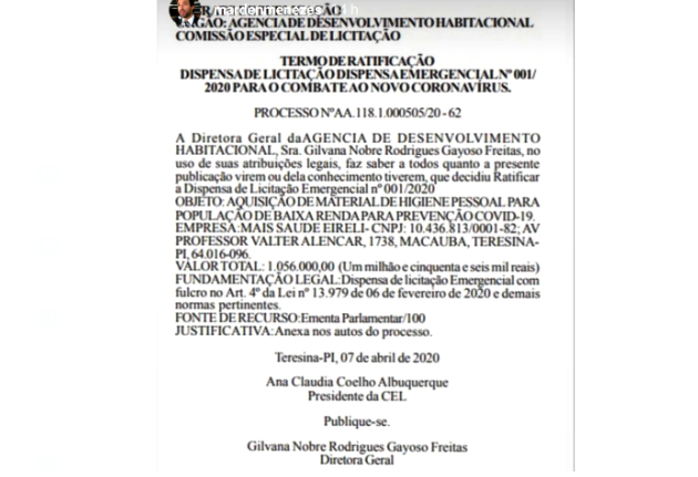Extrato de contrato publicado no Diário Oficial do Estado (Foto: Reprodução)