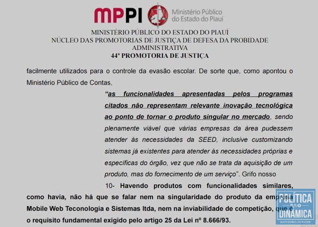 Denúncia aponta que software não era exclusivo no mercado (Foto: Reprodução/MP-PI)