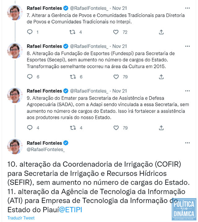 Dentre as principais alterações estão as criações de três novas secretarias na estrutura do Governo (foto: reprodução)