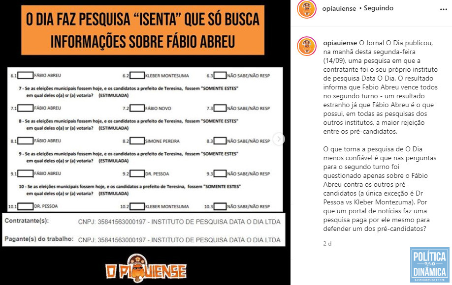 O questionário da pesquisa é direcionado a avaliar exatamente o desempenho de Abreu (imagem: Instagram)
