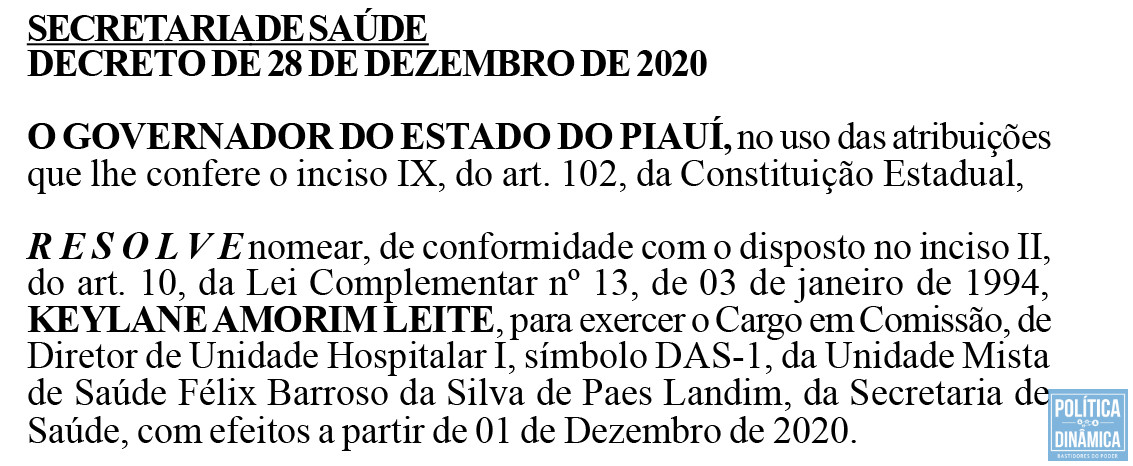 Esposa de Gutim já está nomeada para mandar na UMS em Paes Landim (imagem: reprodução)