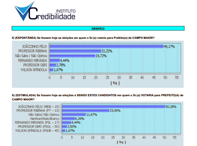 Números da pesquisa em Campo Maior (Foto: Reprodução/Instituto Credibilidade)